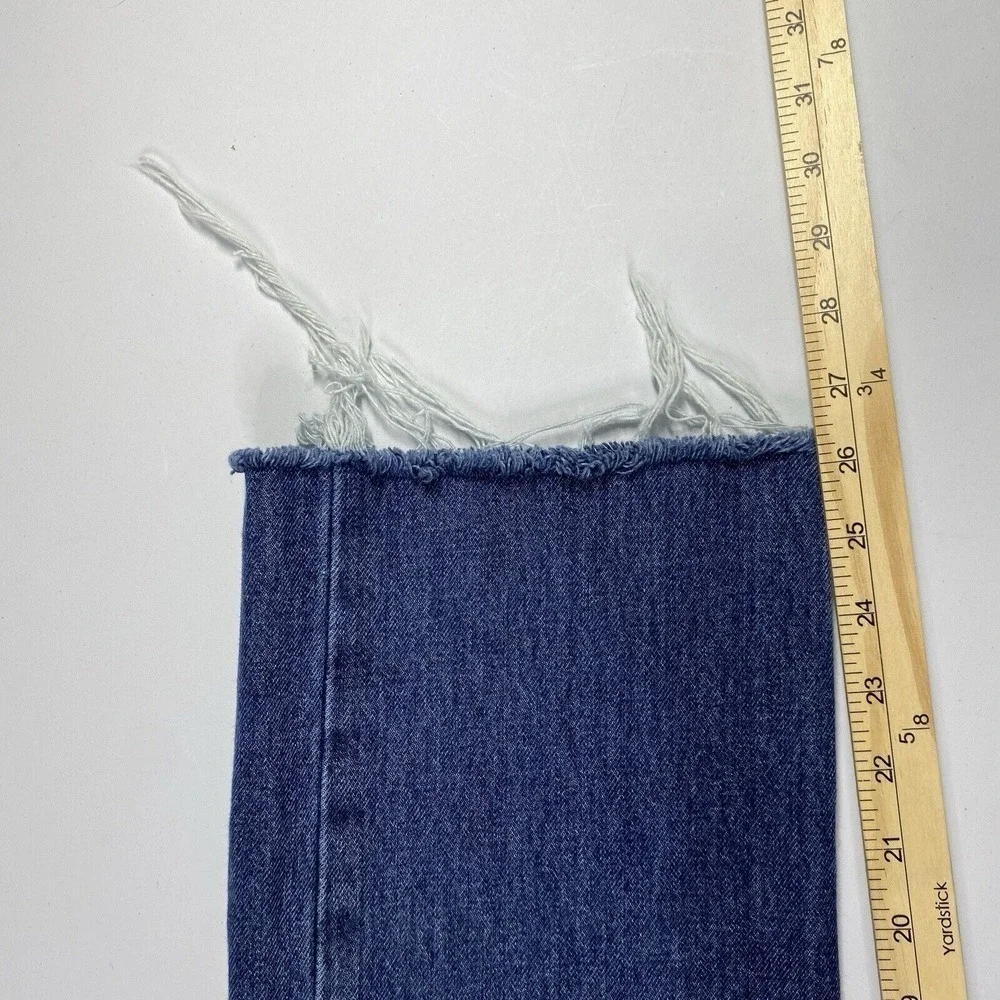 Levis 505 Regular Fit Jeans 32x34 Blue Distressed Raw Hem Straight Leg